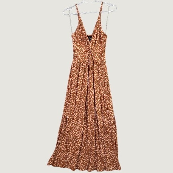 Angie Dresses & Skirts - Angie Cactus Print Maxi Dress Women's Medium Rust Twist Front Smocked Boho